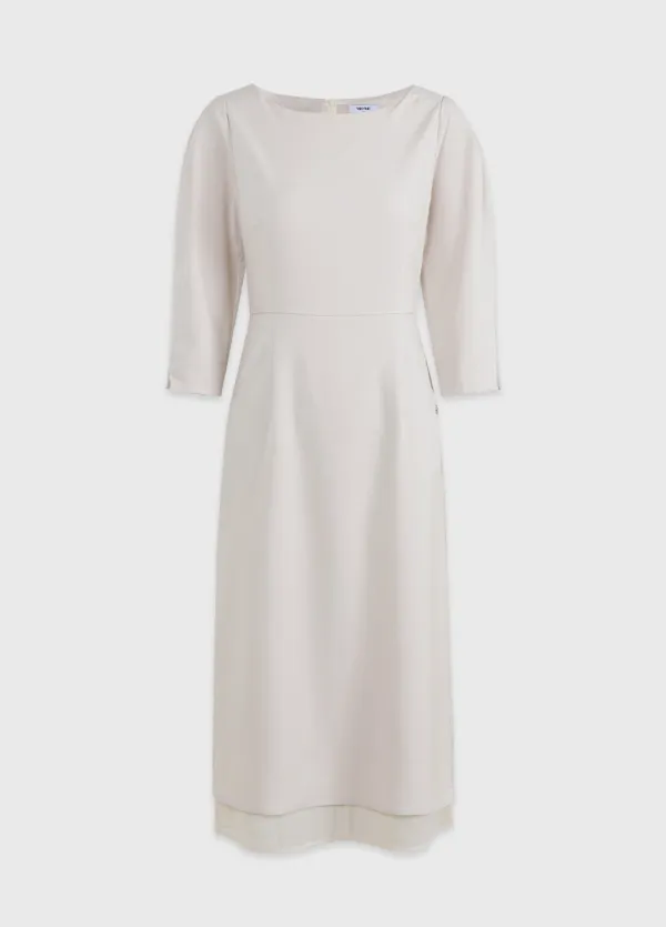  [44-120]  Noen Boatneck Layered Dress  노엔 보트넥 레이어드 드레스 (봄-가을-하객룩-격식룩-데이트룩-출근룩-오피스룩-데일리룩-보트넥-드레스-7부-쉬폰-클래식-자체제작) 