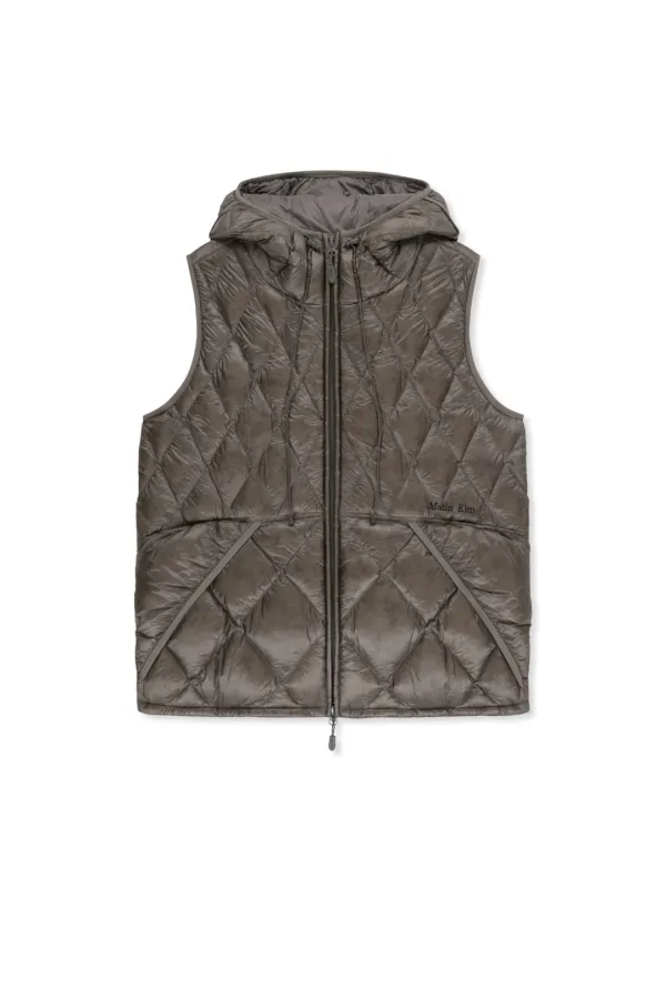 MIX QUILTED LIGHT DOWN VEST IN GREY