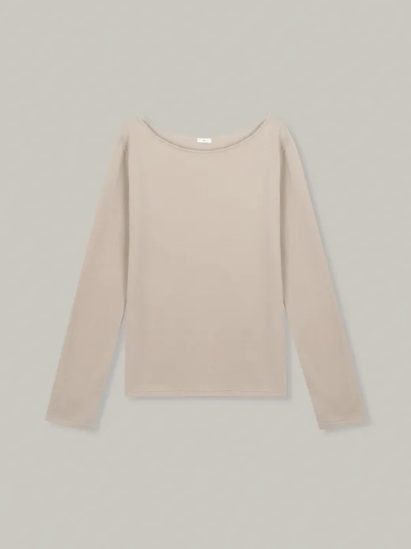 wool boat neck knit  (beige)