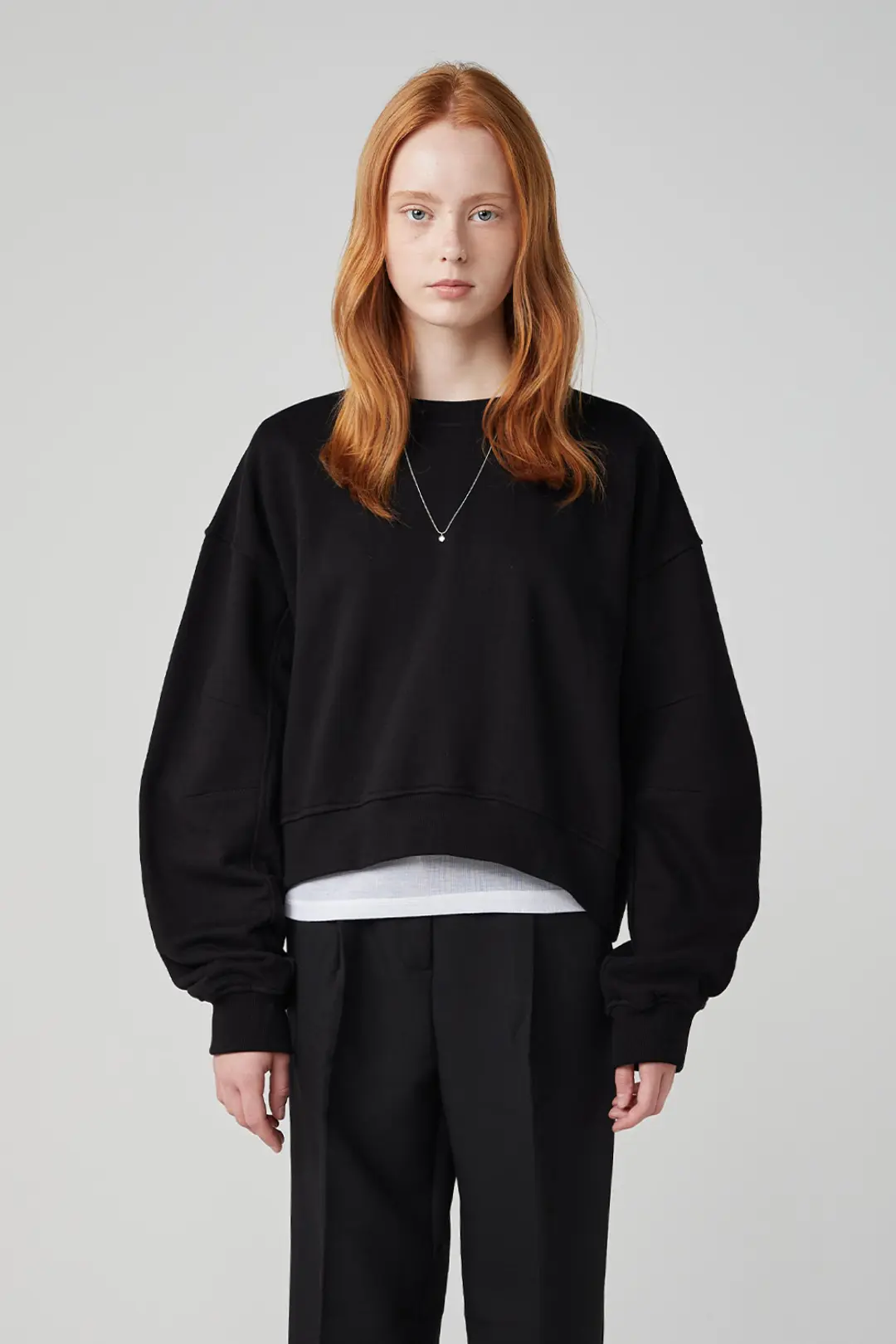 오브오브 Curved sleeve sweatshirts_black 상품 이미지 2