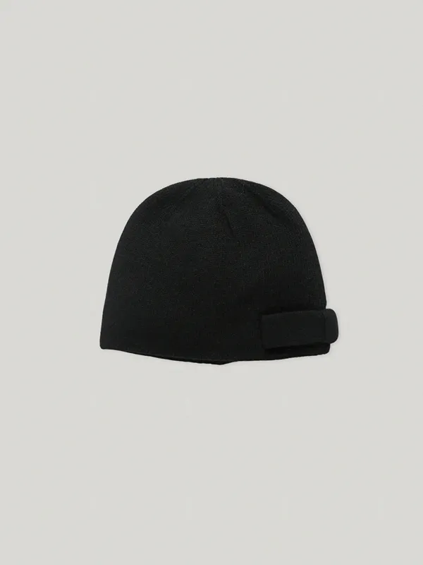 Yana Bow Knit Hat Black