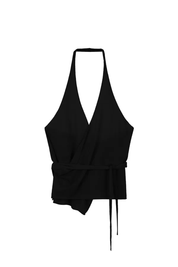 LINEN HALTERNECK KNIT (BLACK)