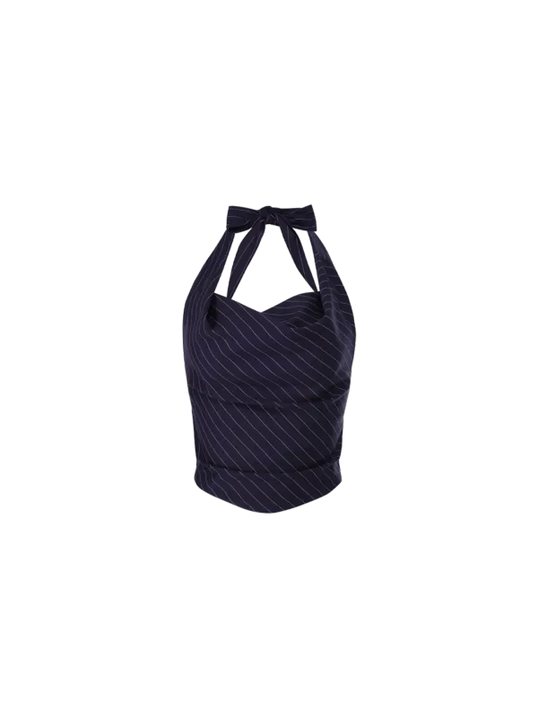 [제니, 아사 착용]Draping Halter Top (Navy)