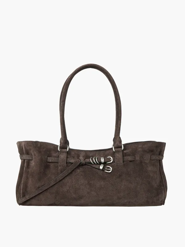 SOFT GRANDMA SHOULDER BAG_ash brown suede