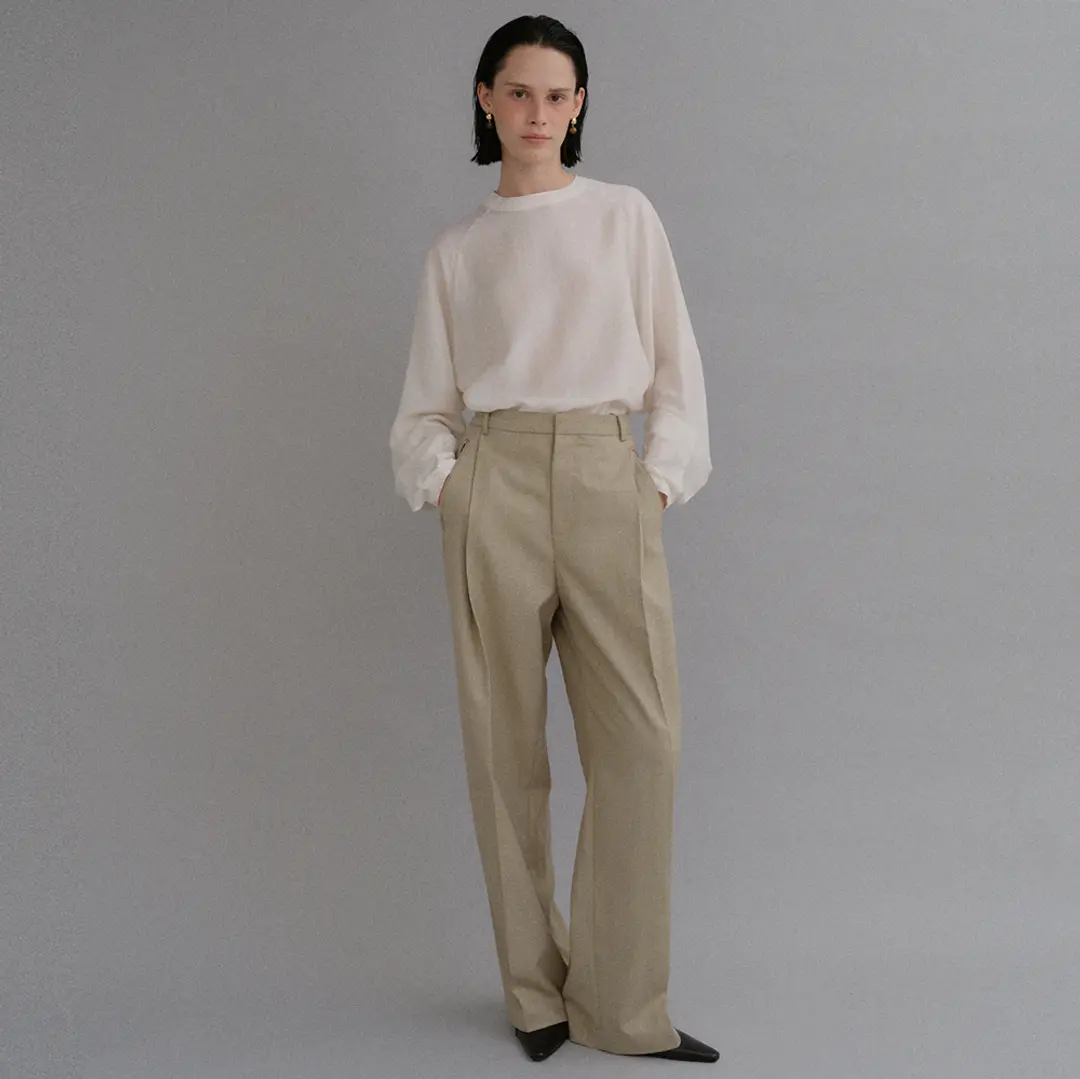 베이오드 Fine wool pintuck tailored slacks_beige 상품 이미지 1