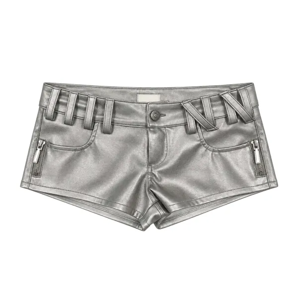Leather micro shorts (Silver)