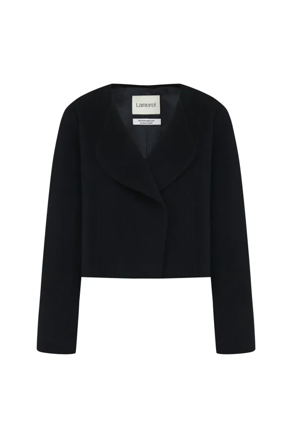 [5차 리오더]Curve Detail Short Handmade Jacket[LMBFAU23CT701]-Black