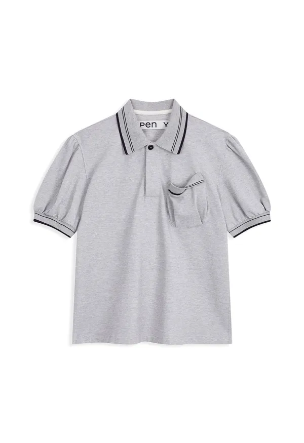 PUFFY PIQUÉ POLO, GRAY
