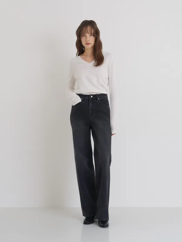 커브드 와이드 팬츠 (흑청ver)