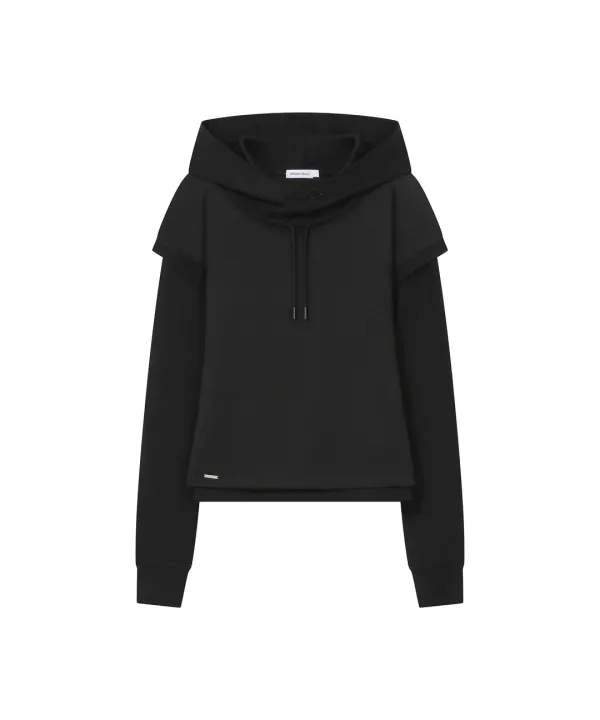 Raglan layered hoodie SET BLACK