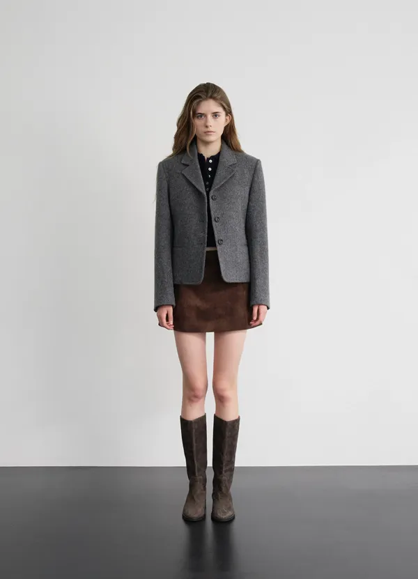 Atelier Wool Cropped Jacket_Charcoal
