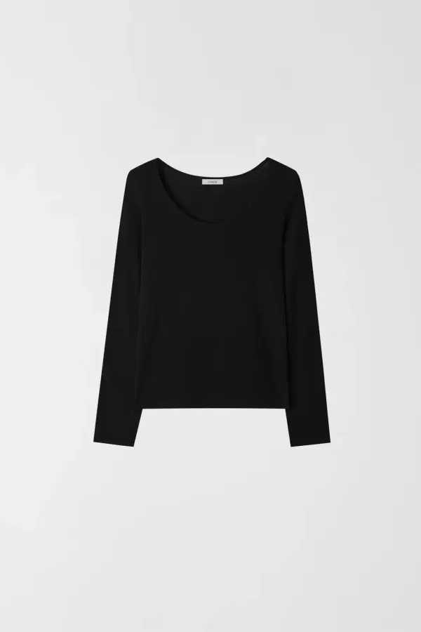 SCOOP NECK SHEER T-SHIRTS_BLACK_OE1C2MTL10BKA