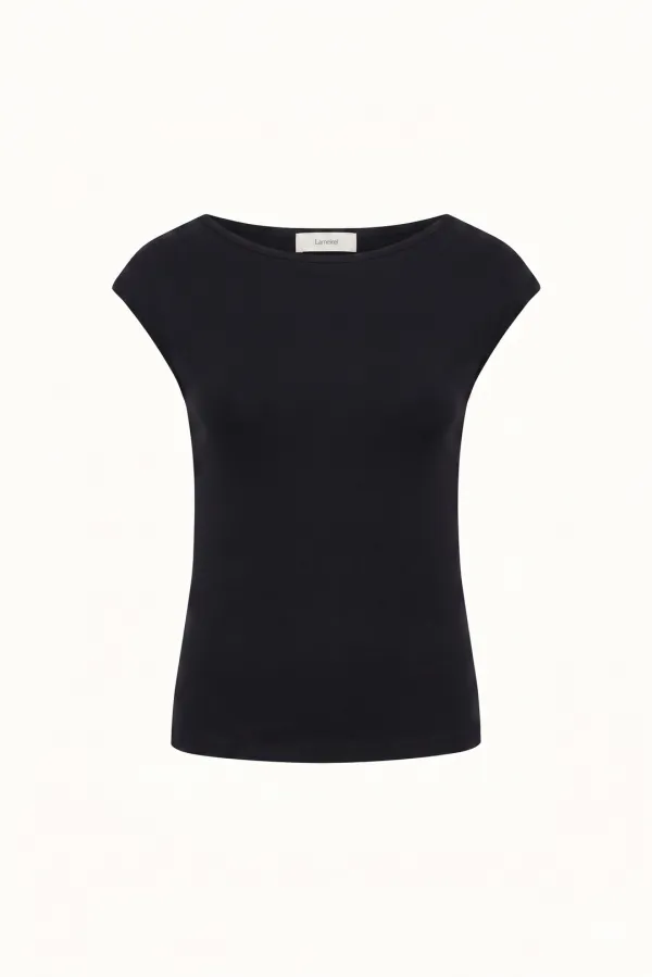 [2차 리오더]Mini Cap Sleeve Boat Neck T-Shirt[LMBFSUTT630]-2color