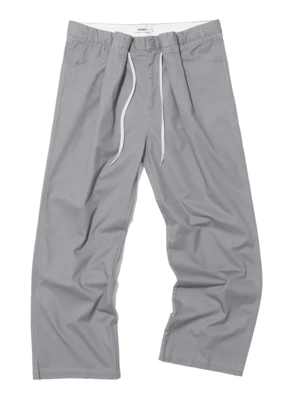 [WOMEN] WASHED DRAWSTRING CHINO PANTS_GREY