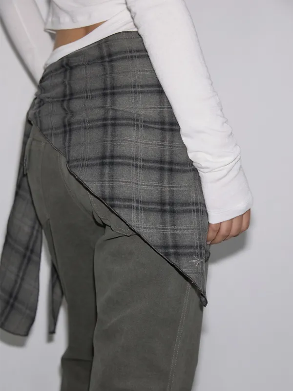 [Refurb] Vintage Check Scarf (khaki)