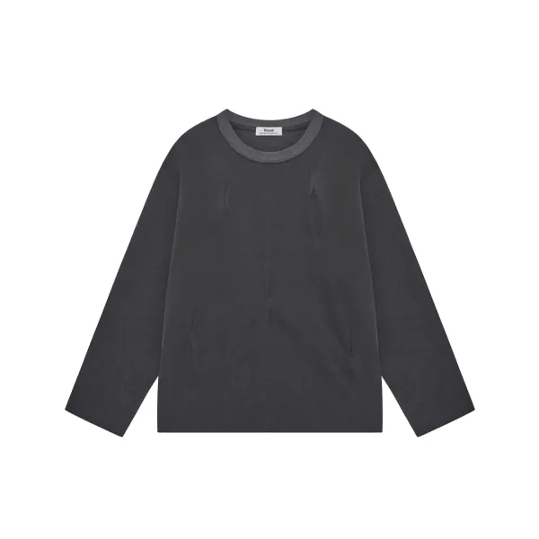 point stitch long sleeve top - charcoal