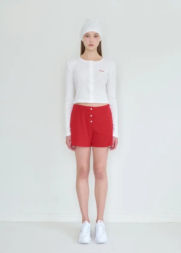 Button Up One Mile Shorts_Red