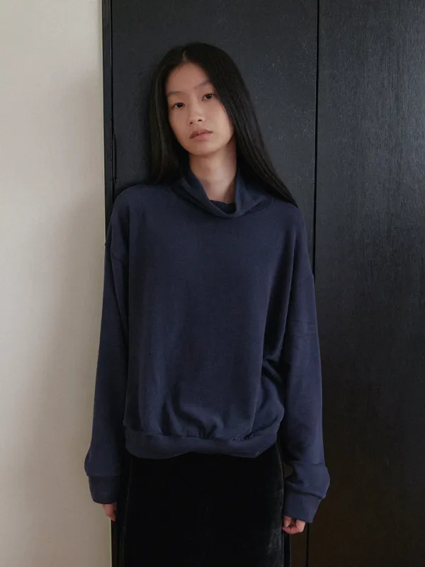 [26FW] Turtleneck logo sweatshirt - Navy