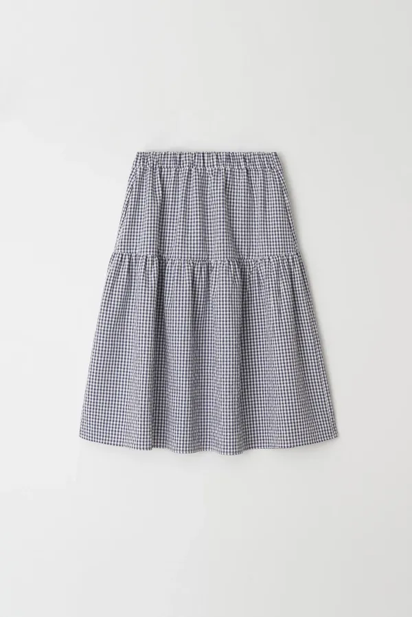 mellow check skirt - ivory blue