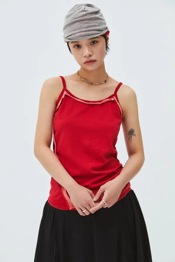 FUSED SLEEVELESS RED