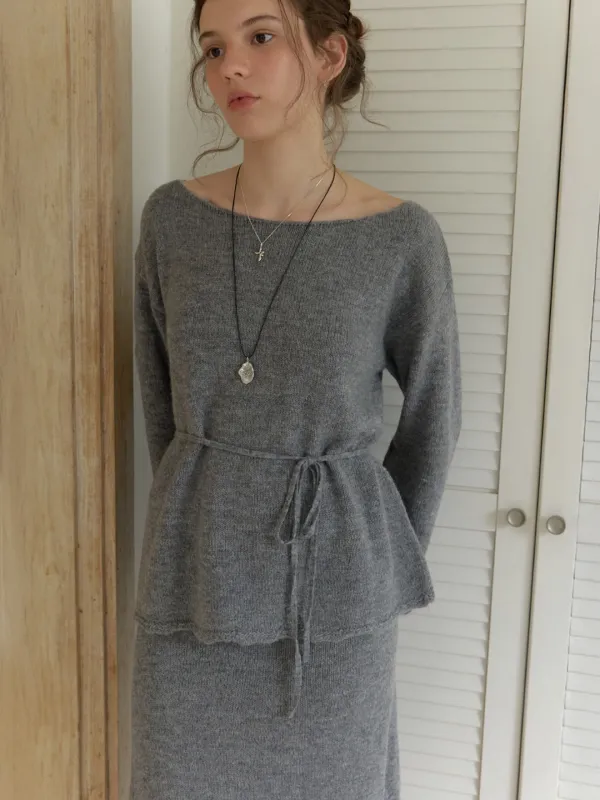 Shimmery strap knit (deep gray)