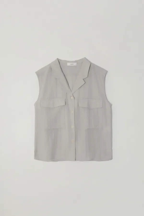 PLEIA SLEEVELESS BLOUSE_GRAY