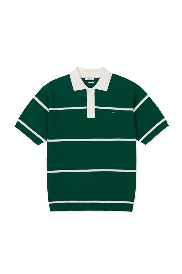 [24SS clove] Pin Stripe Pique Knit_Men (Dark Green)