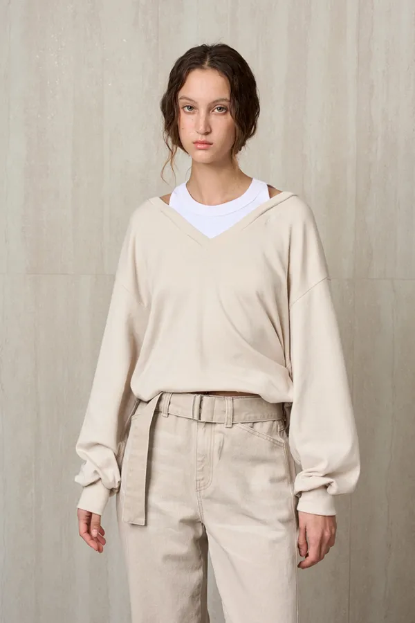 ANGORA BLEND LAYERED SWEATSHIRT