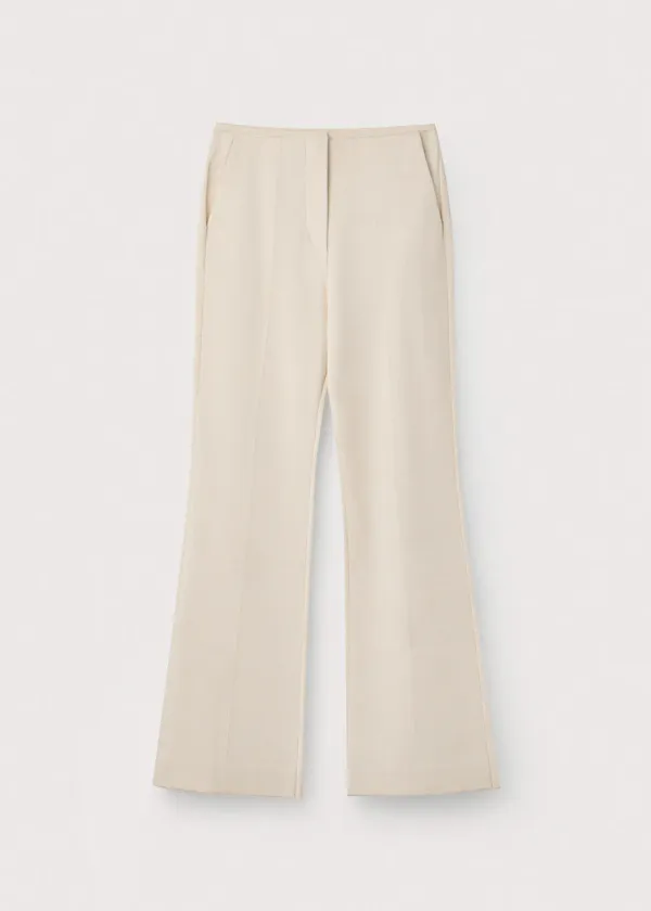 Elastic cotton flared knit pants_Vanilla
