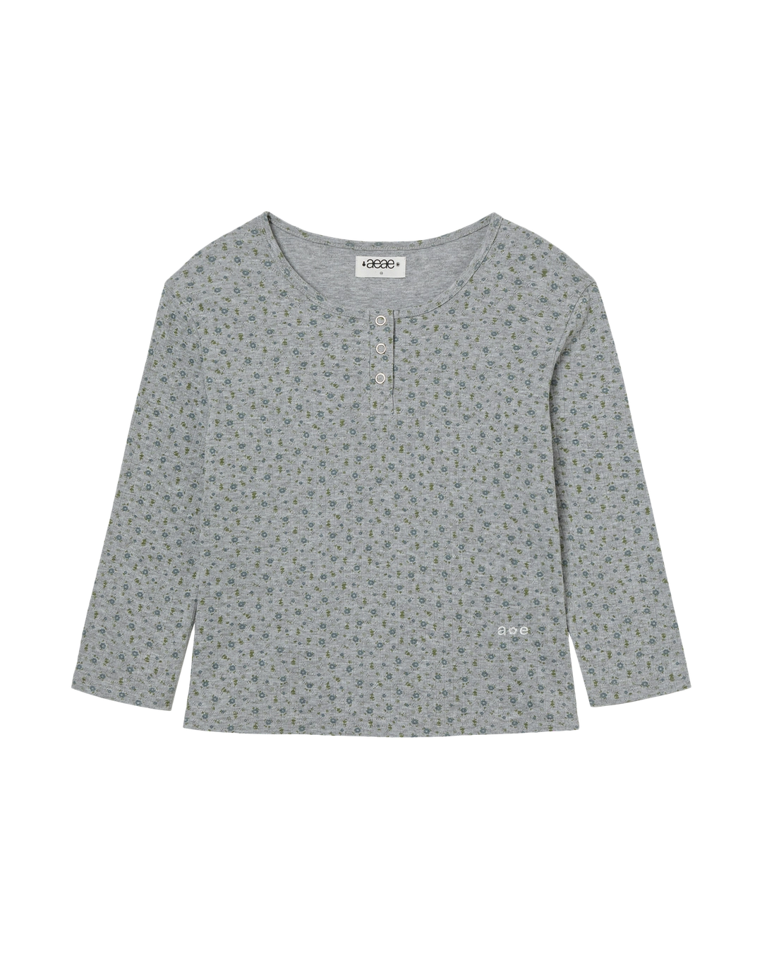 에이이에이이 FLOWER HENLEY NECK TEE [MELANGE GREY] 상품 이미지 1
