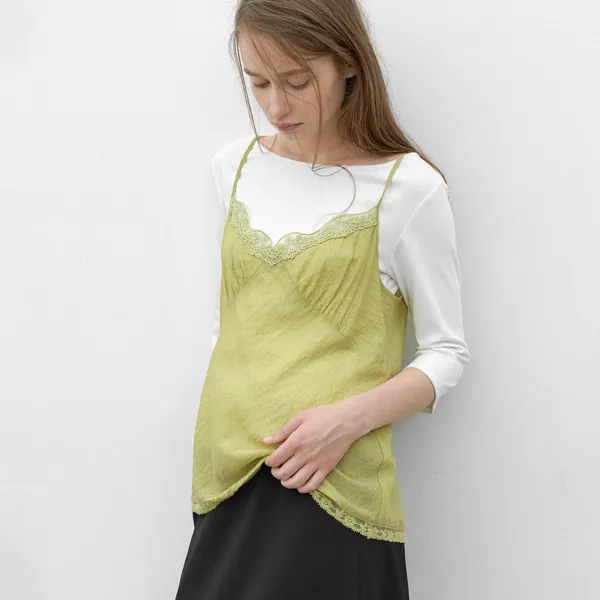 (BL-4440)V-NECK LACE CAMI TOP