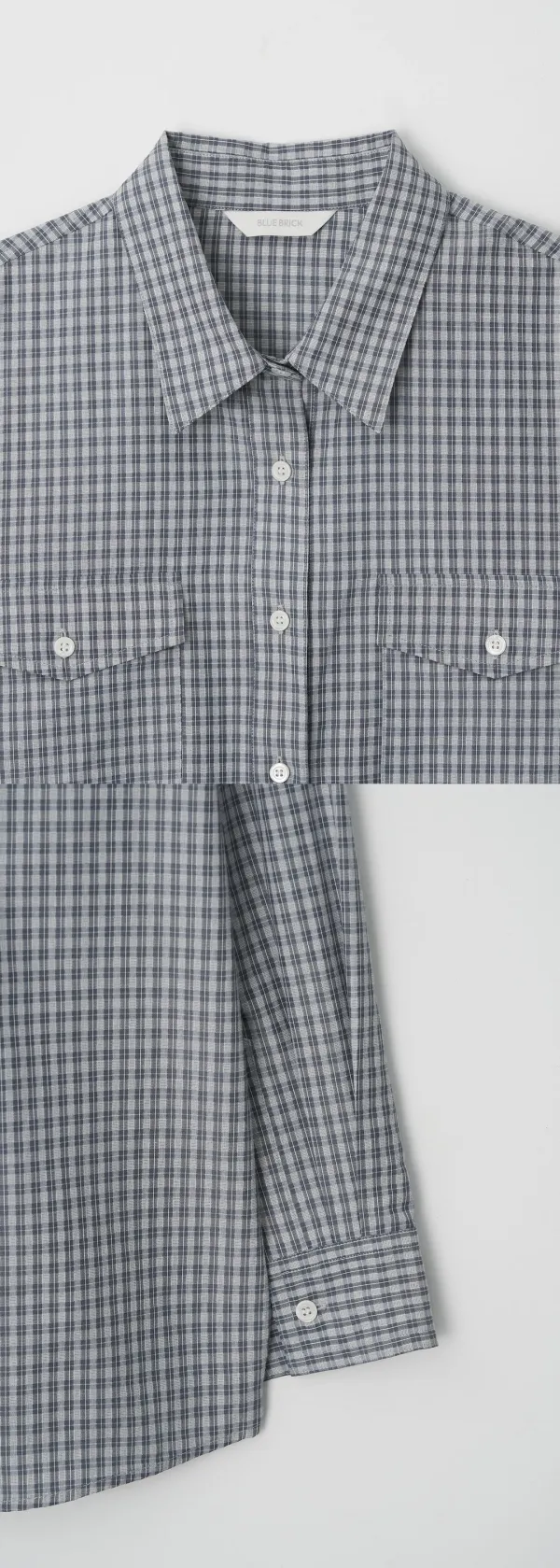 Pocket check shirt (blue)