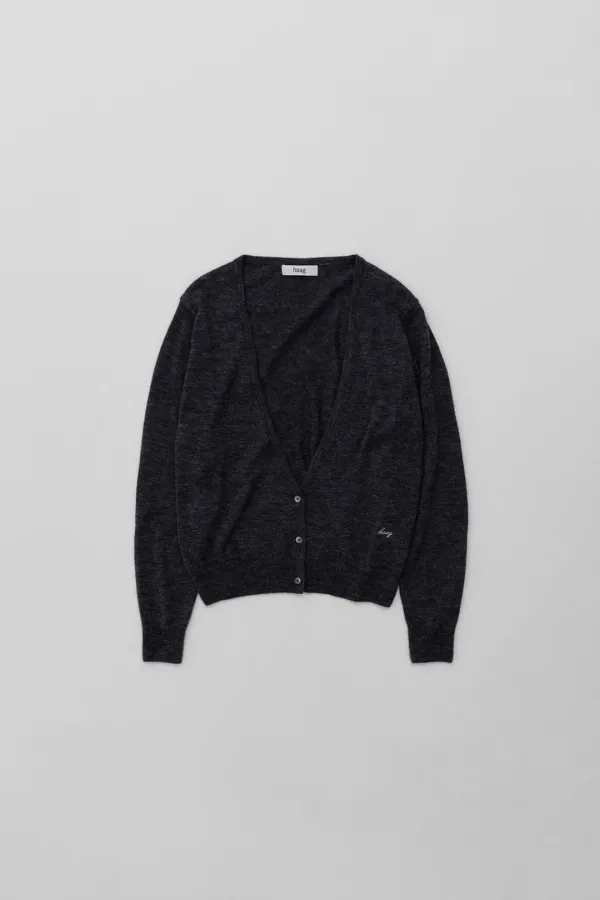 a deep V cardigan (charcoal)