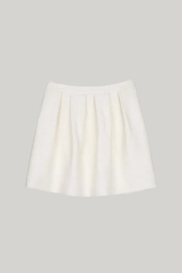 BOUCLE WOOL BELL-LINE MIDI SKIRT IVORY