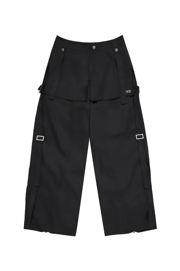 SKIRT LAYERED WIDE PANTS BLACK