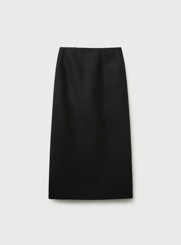 [2ND] SILK LONG SKIRT - BLACK