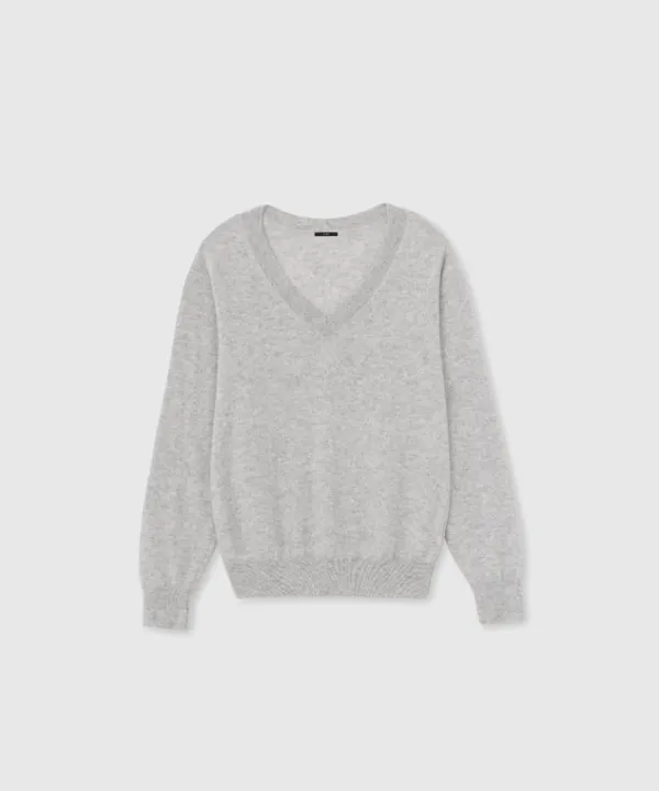 V neck cashmere knit (Gray)