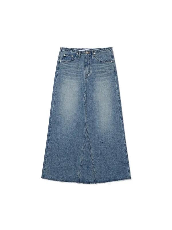 Plain Denim Skirt Blue_F253SK04