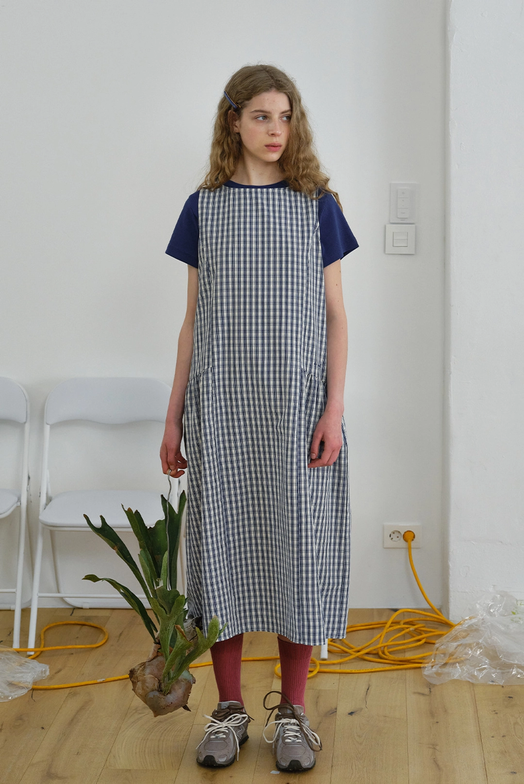 브렌다 브렌든 renee check dress - ivory 상품 이미지 2