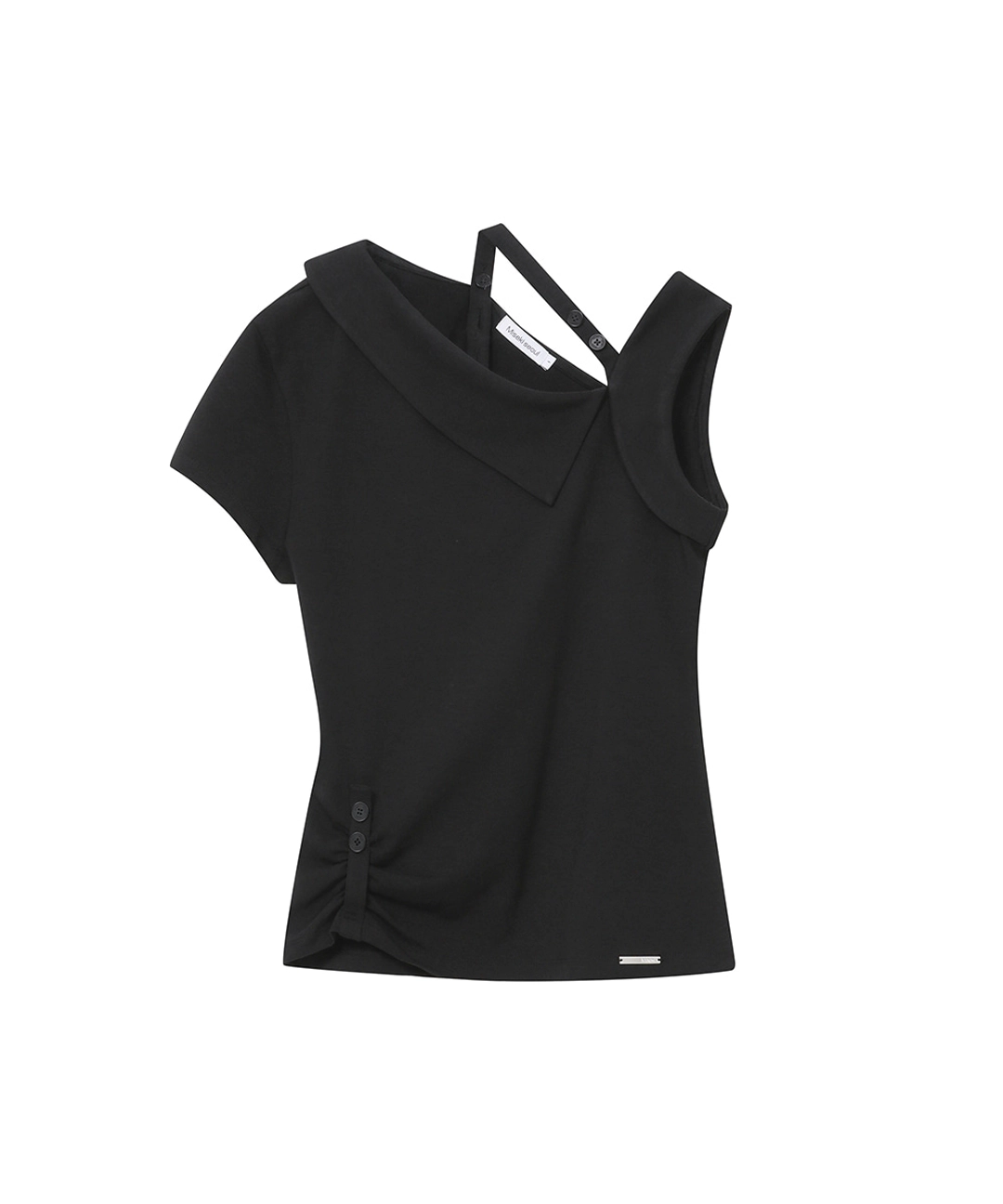 미세키서울 Shoulder strap unbalance top BLACK 상품 이미지 1