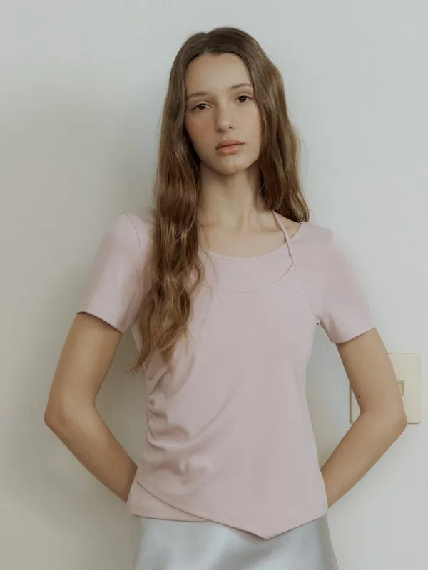 HALTER LAYERED JERSEY T-SHIRTS_3COLOR