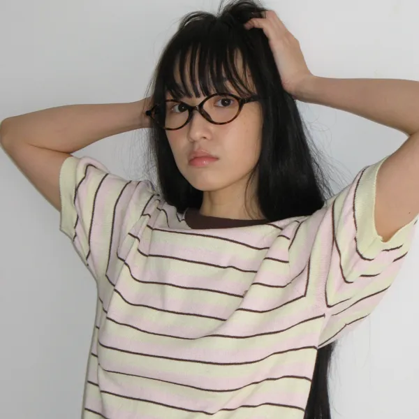 STRIPE PUFF KNIT YELLOW BROWN