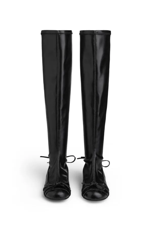 SPAN RIBBON LONG BOOTS IN BLACK