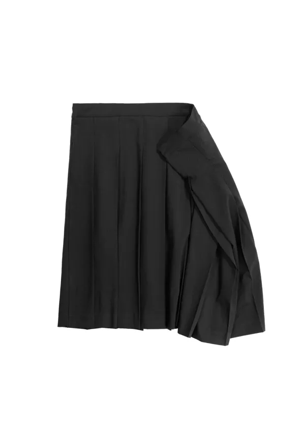 DRAPE PLEATS SKIRT - BLACK