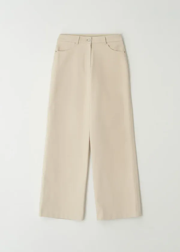 Twill Cotton Straight Pants(Ivory)