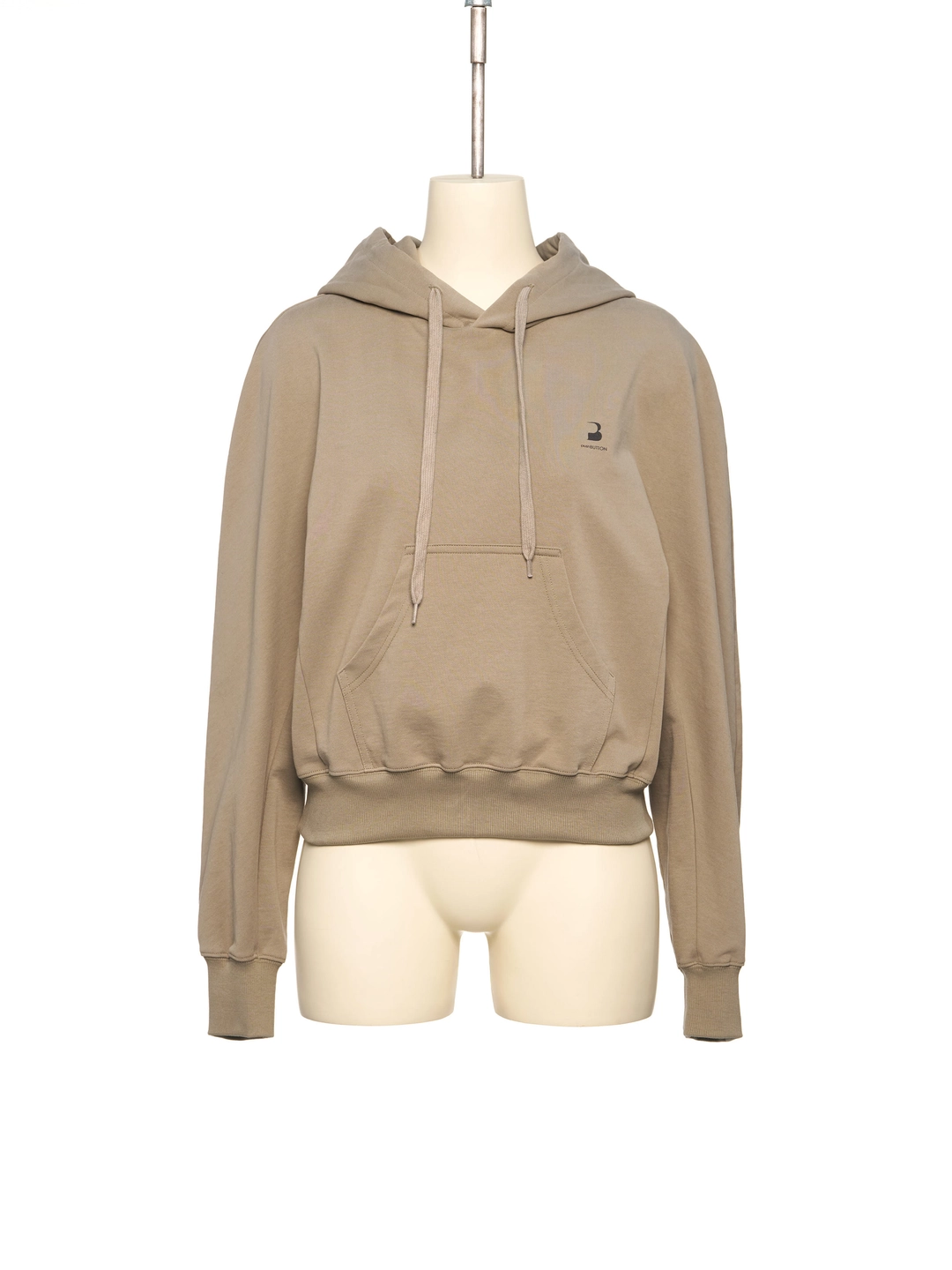 푸쉬버튼 PF26 LIGHT KHAKI LOGO SEMI-CROP HOODIE 상품 이미지 2