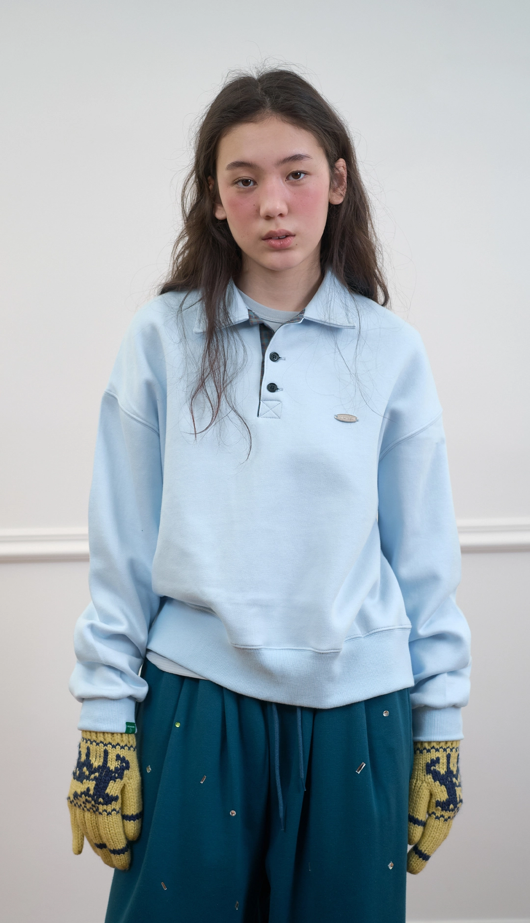 노컨텐츠 263. Collar Sweatshirt  _ Ice Blue 상품 이미지 2