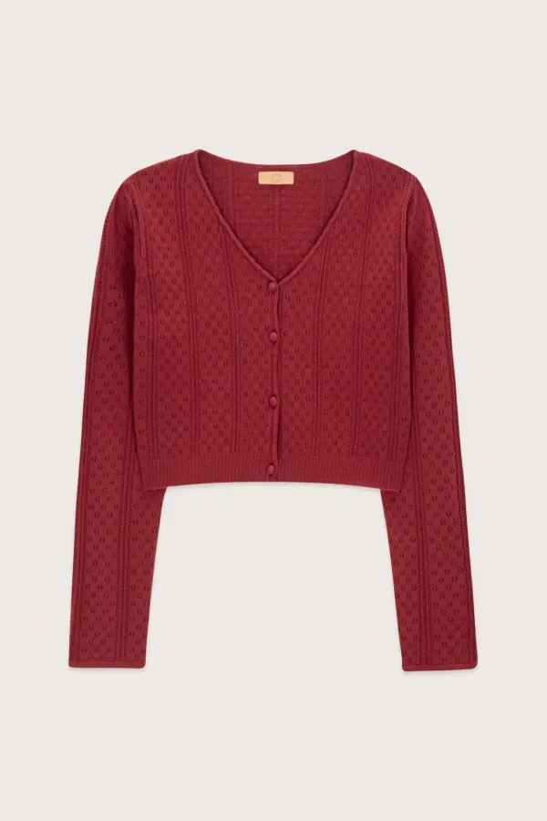 Scallop Punching Cardigan (Red)