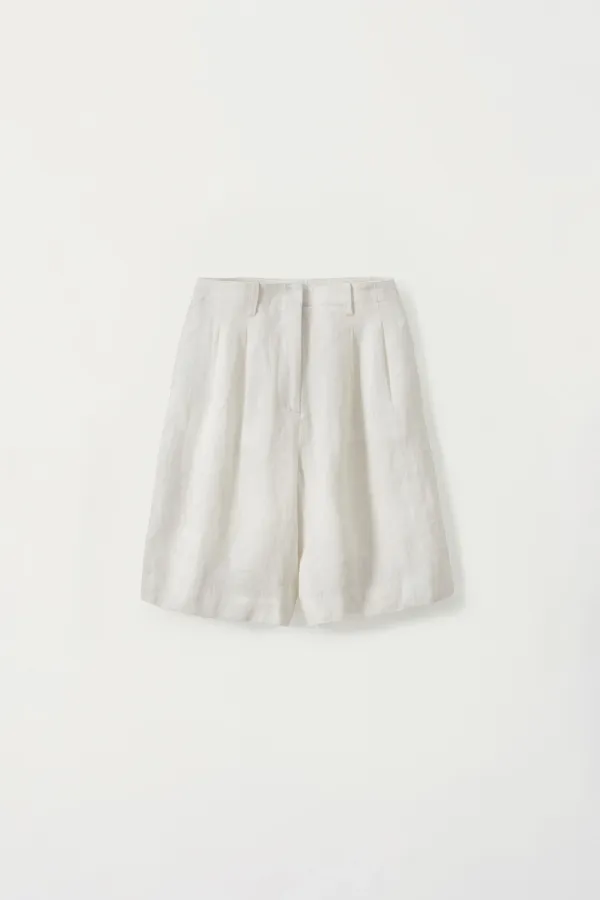 4TH / Maron linen tuck shorts (Ivory)