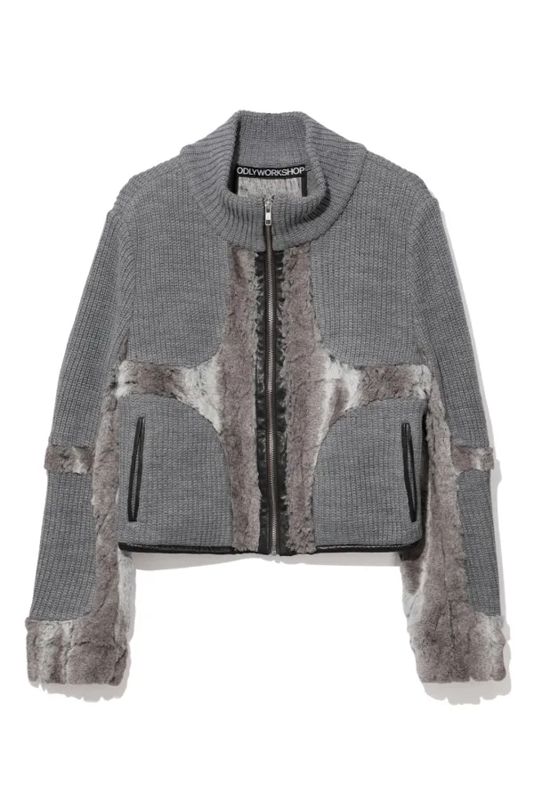 Knit & Fur Quad Jacket,  Ashen